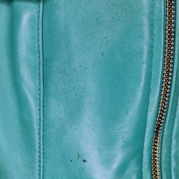 St Johhn Marie Gray Turquoise Soft Leather Short Jacket Medium - Picture 8 of 16